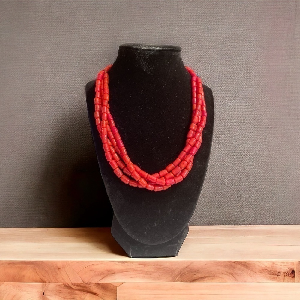 Vintage Red Coral or Like Necklace